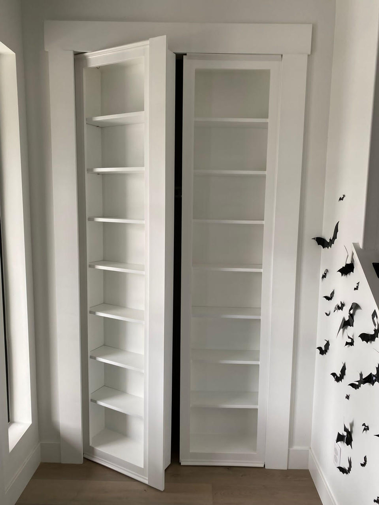 Double Hidden Bookcase Door – Classic Shelves (Style 1)