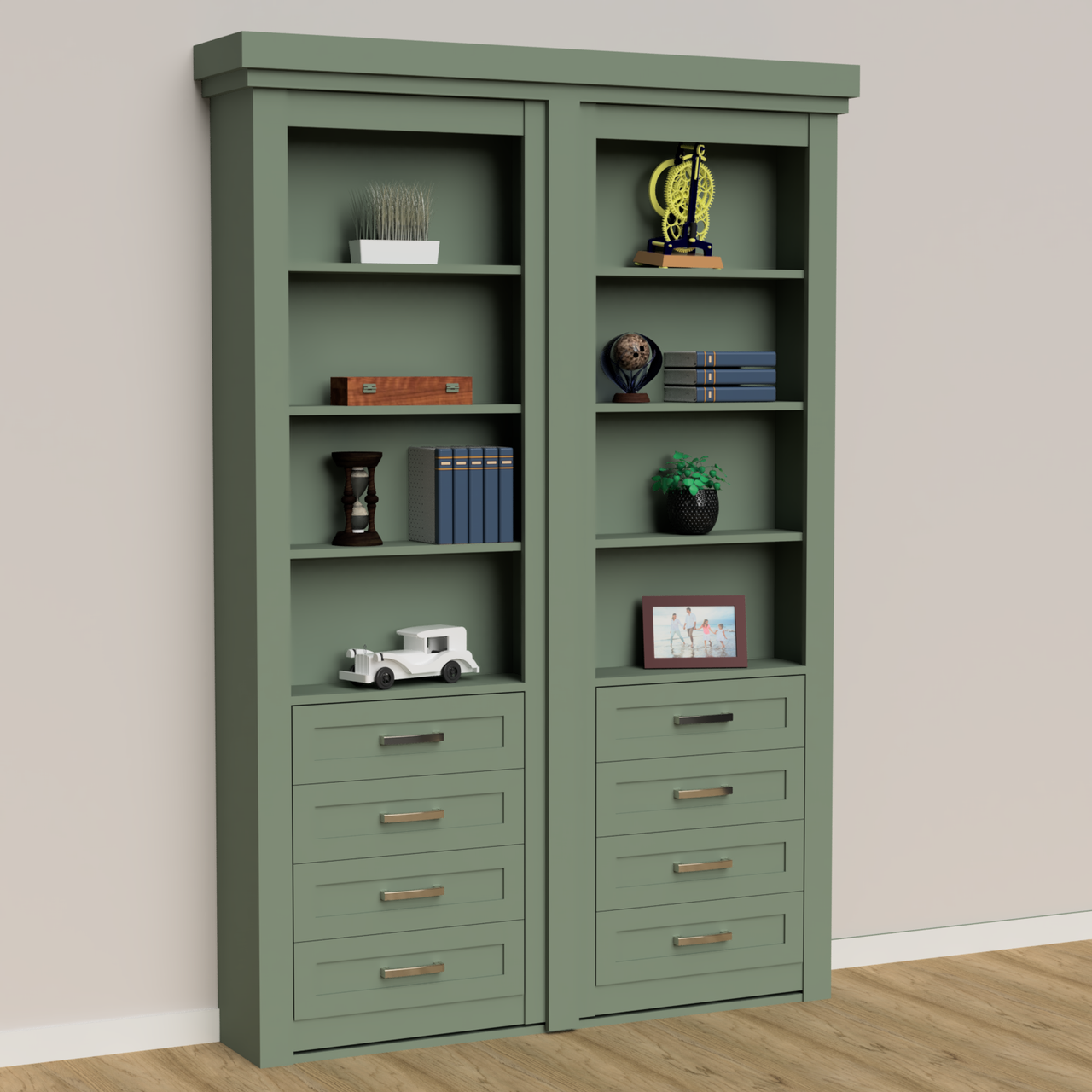 Wall Mount Hidden Bookcase Door – Drawer Base Design (Style 3)