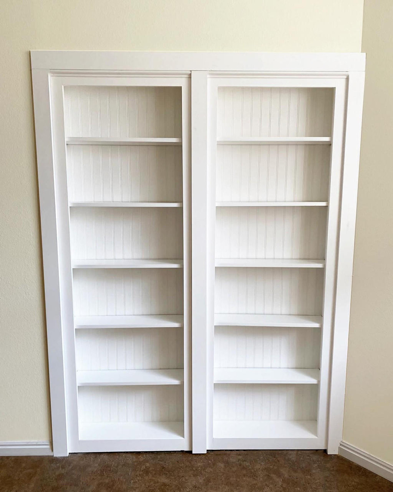 Double Hidden Bookcase Door – Classic Shelves (Style 1)