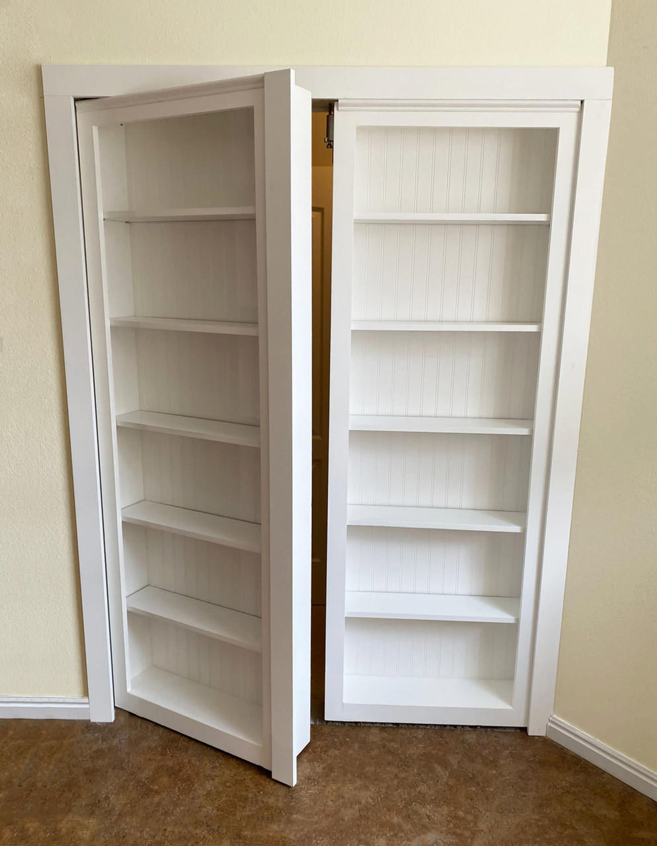 Double Hidden Bookcase Door – Classic Shelves (Style 1)