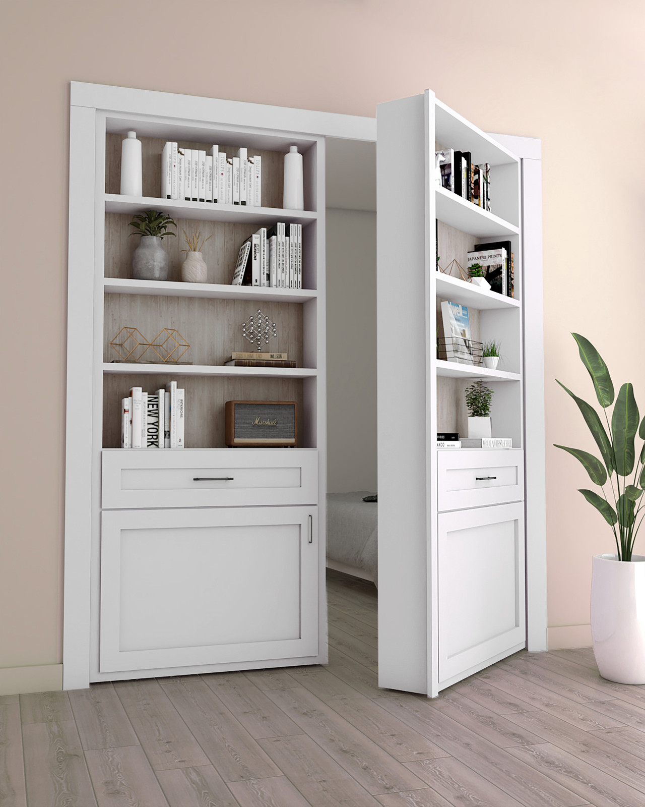 Double Hidden Bookcase Door – Contemporary Shelving (Style 5)
