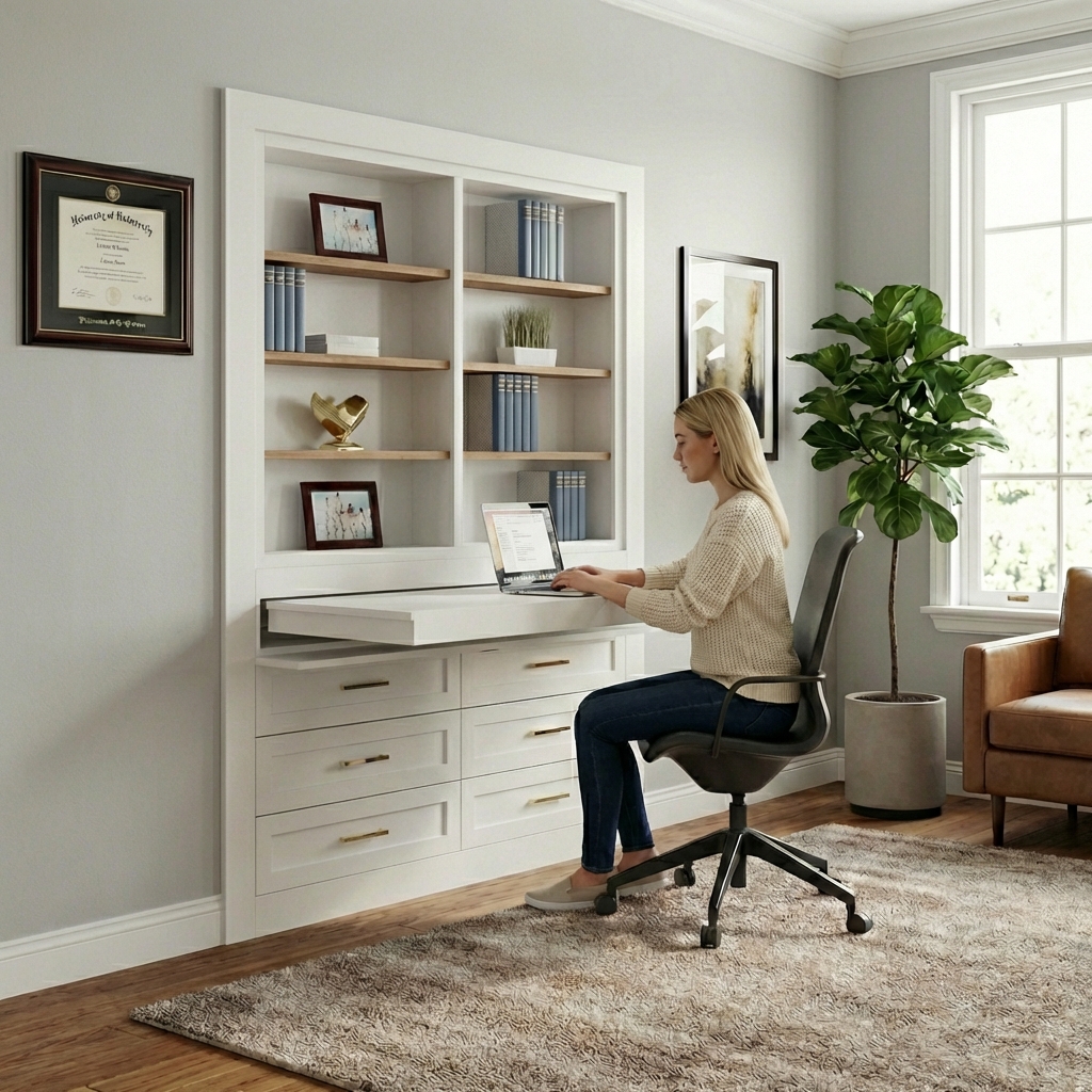 Hidden Closet Double Door with Desk System