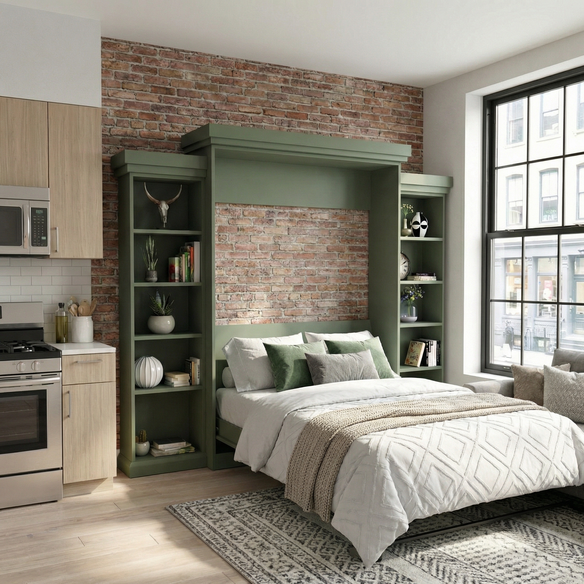 Murphy Bed Cabinet – Herringbone Front (Style 2)