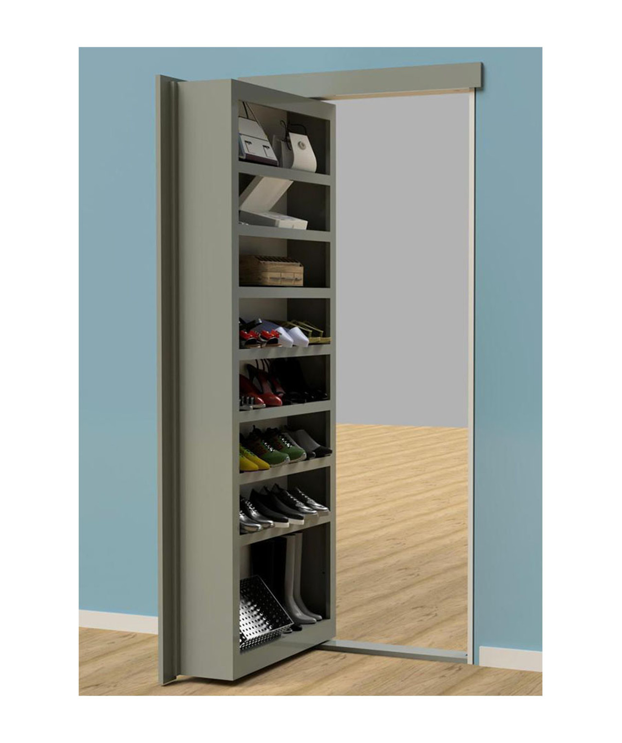 Hidden Mirror Door with Shoe Storage