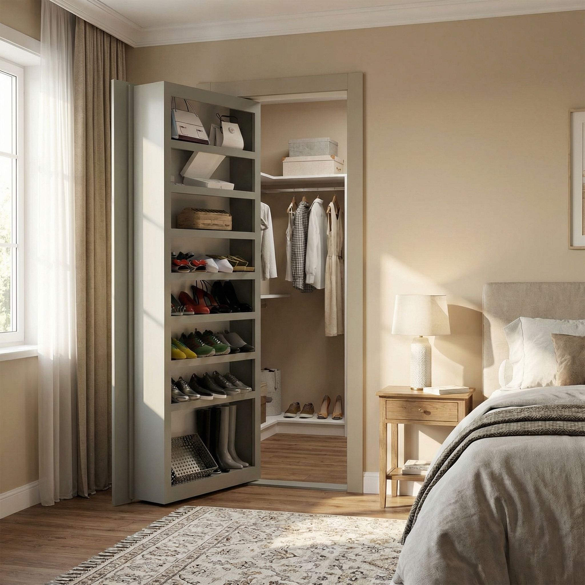 Hidden Mirror Door with Shoe Storage