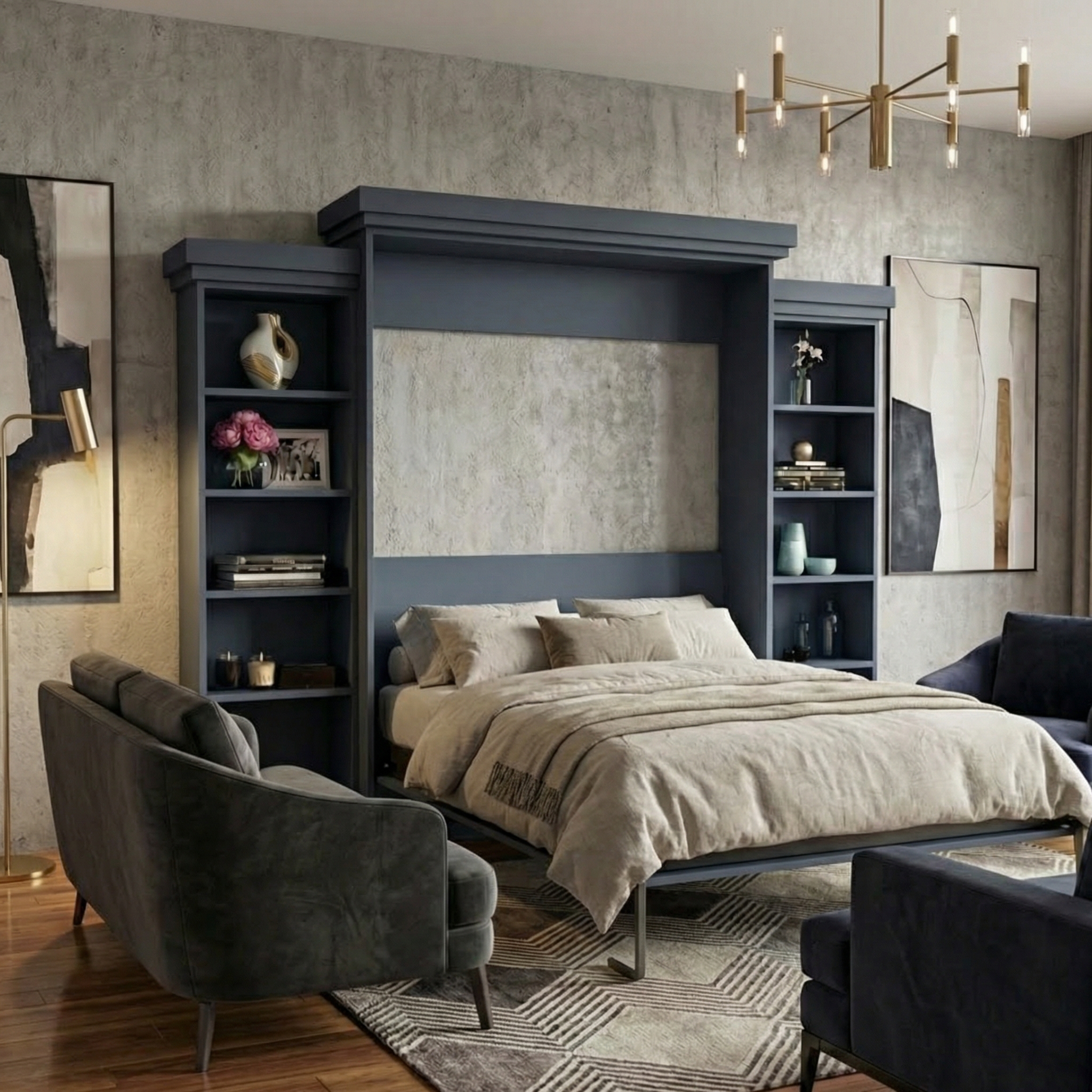 Murphy Bed Cabinet – Chevron Front (Style 1)