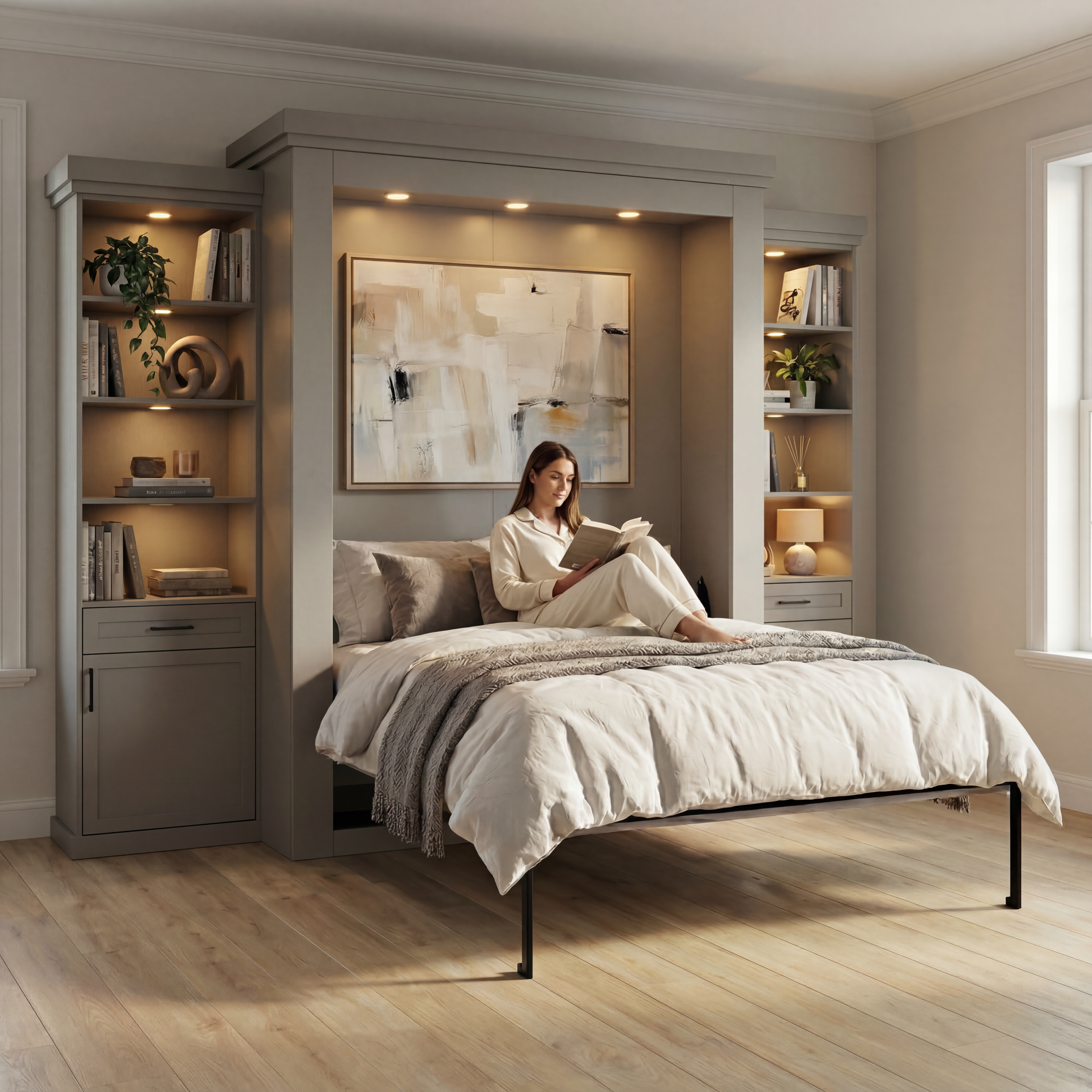 Rotating Murphy Bed Cabinet with TV Center (Style 5)