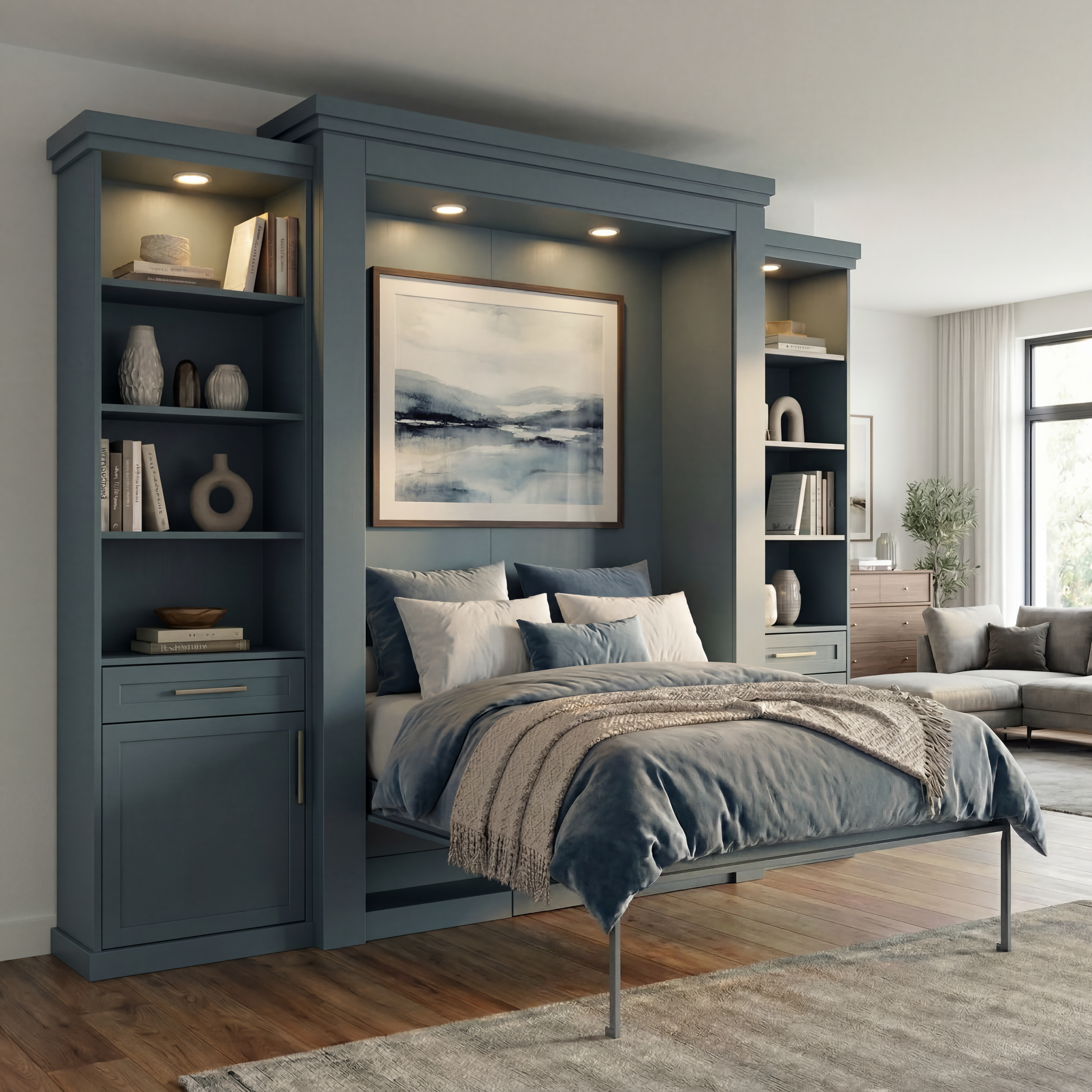 Rotating Murphy Bed Cabinet Library (Style 7))