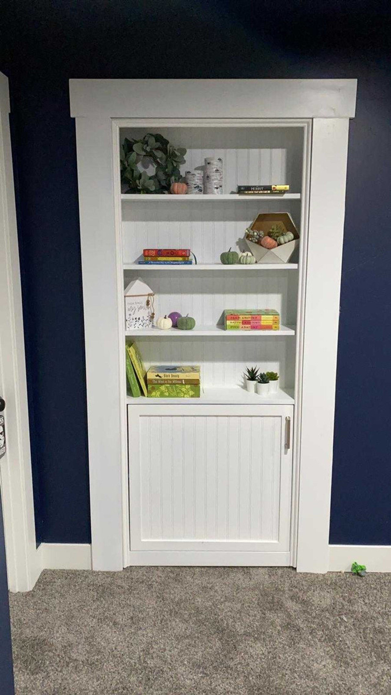 Single Hidden Bookcase Door – Lower Cabinet Storage (Style 2)
