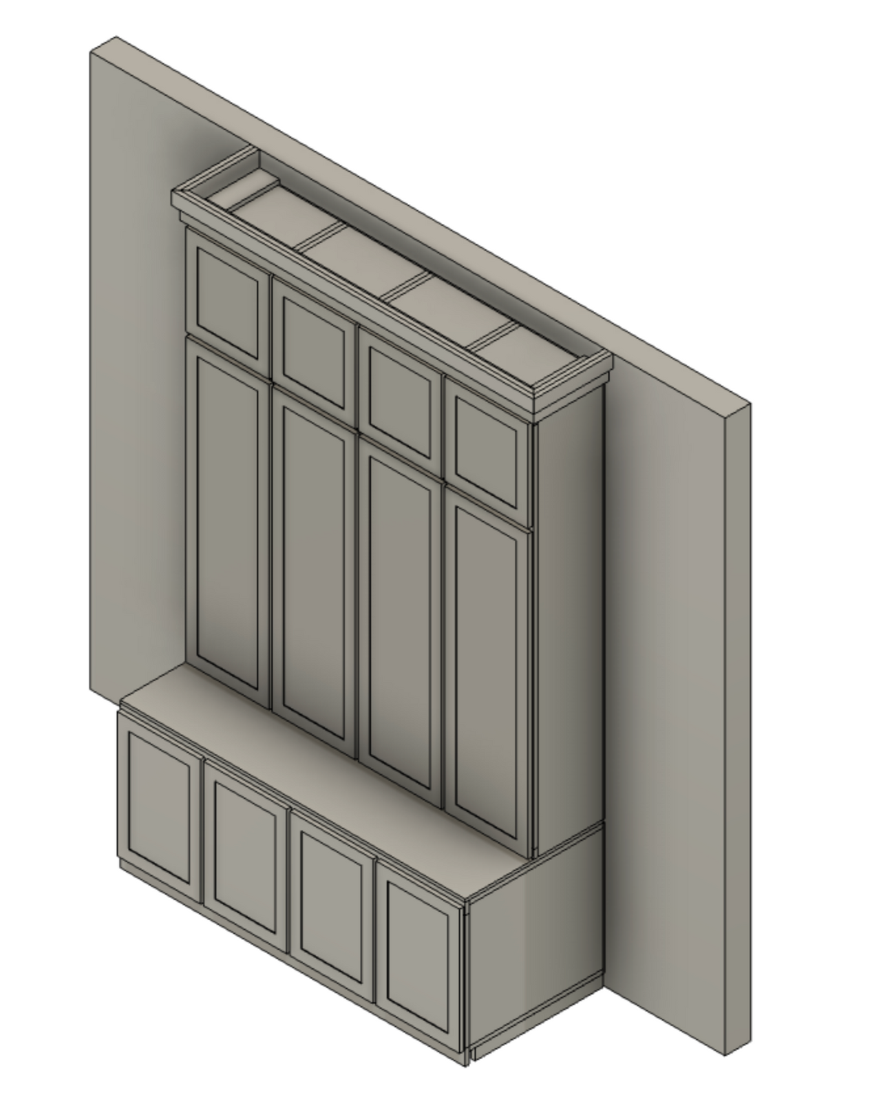 Custom Mudroom Cabinet System – Straight Wall Layout