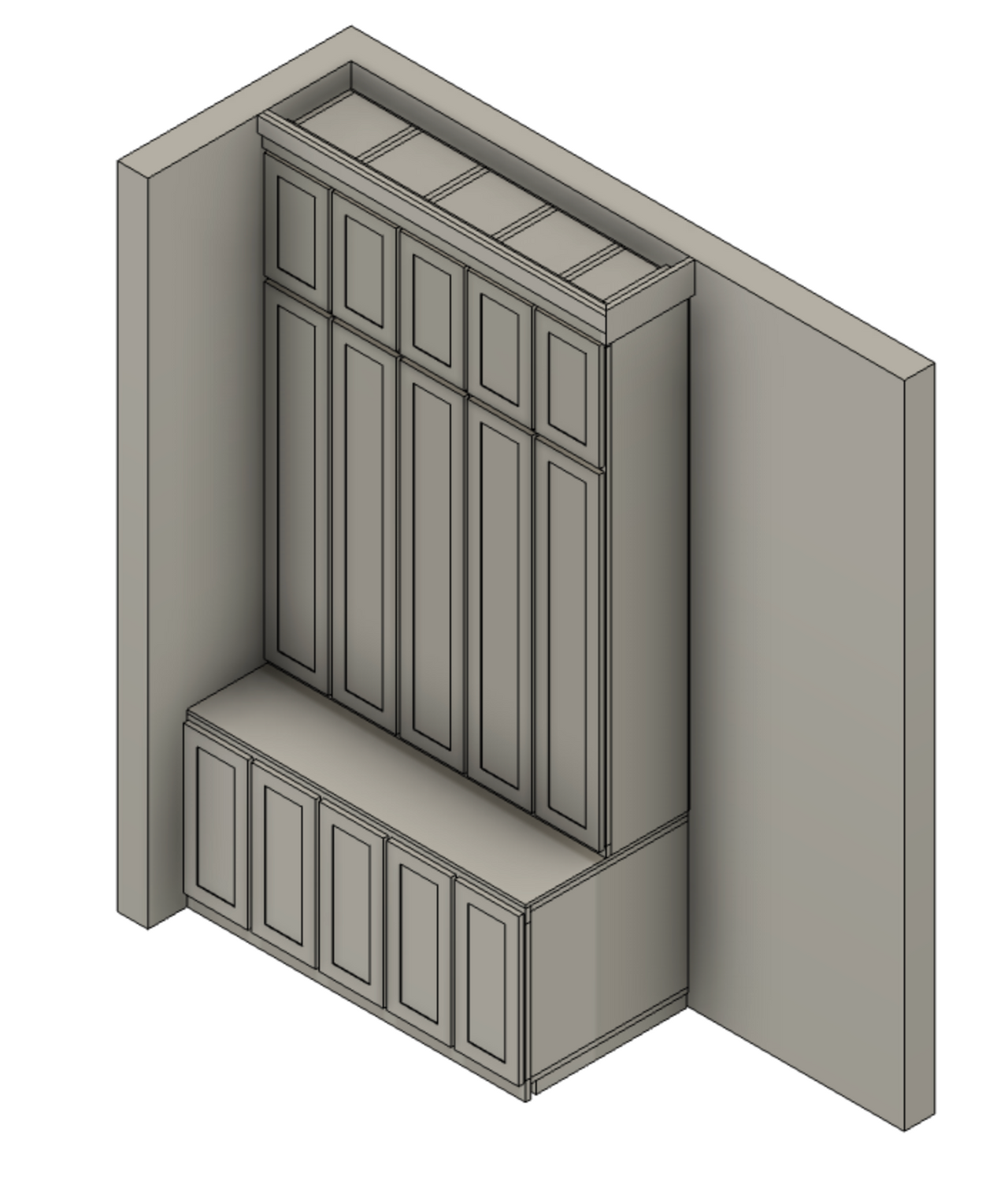 Custom Mudroom Cabinet System – L Shape Layout