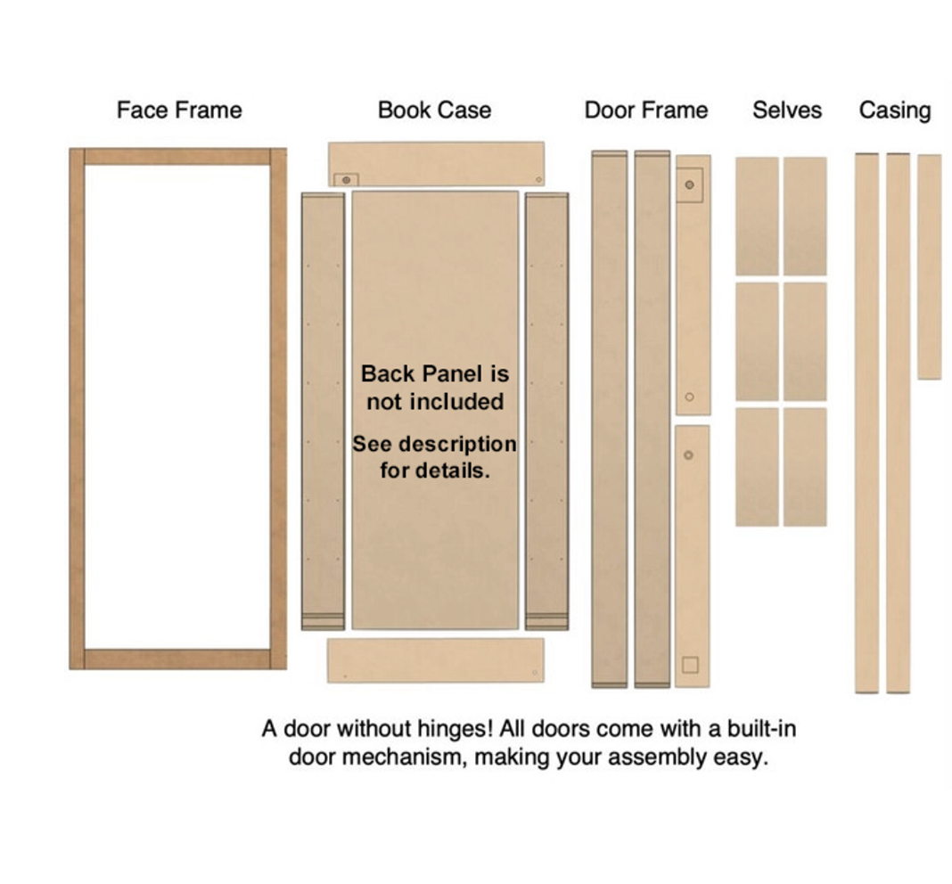 Single Hidden Bookcase Door DIY Kit – Lower Cabinet (Style 2)