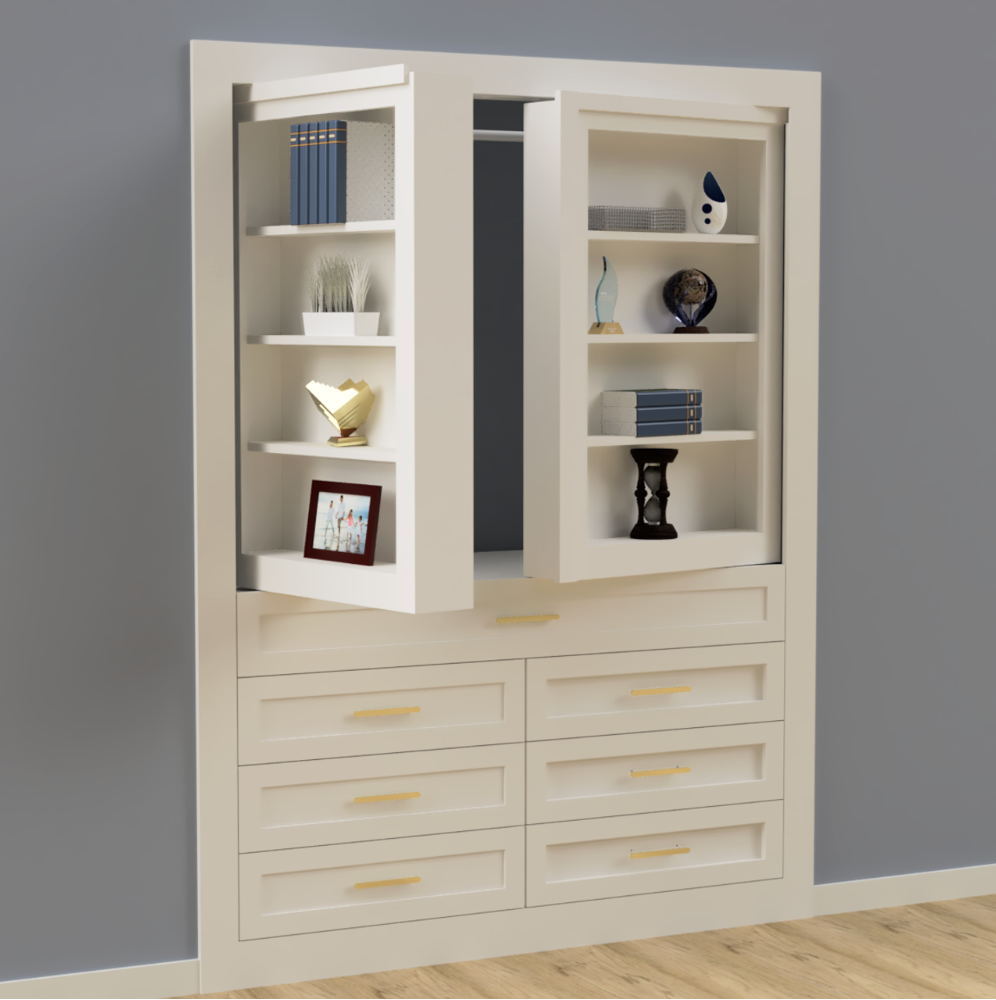 Hidden Closet Double Door with Desk System