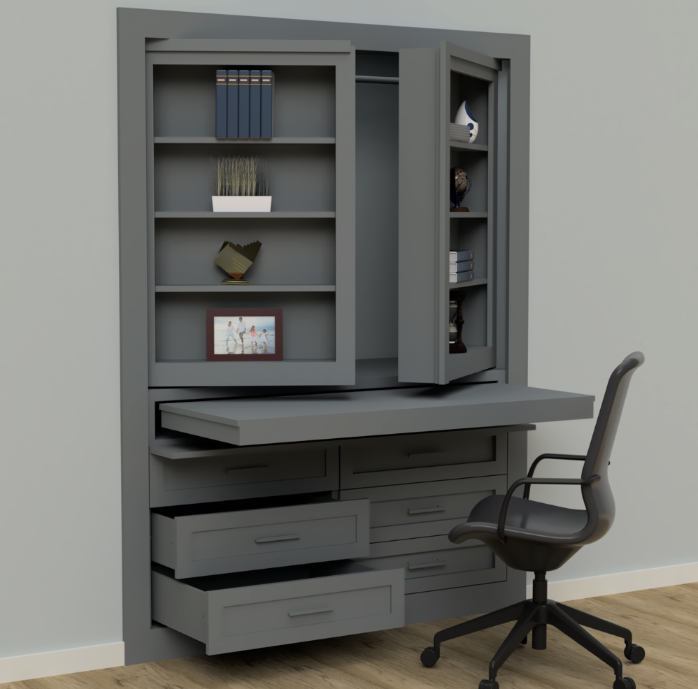 Hidden Closet Double Door with Desk System