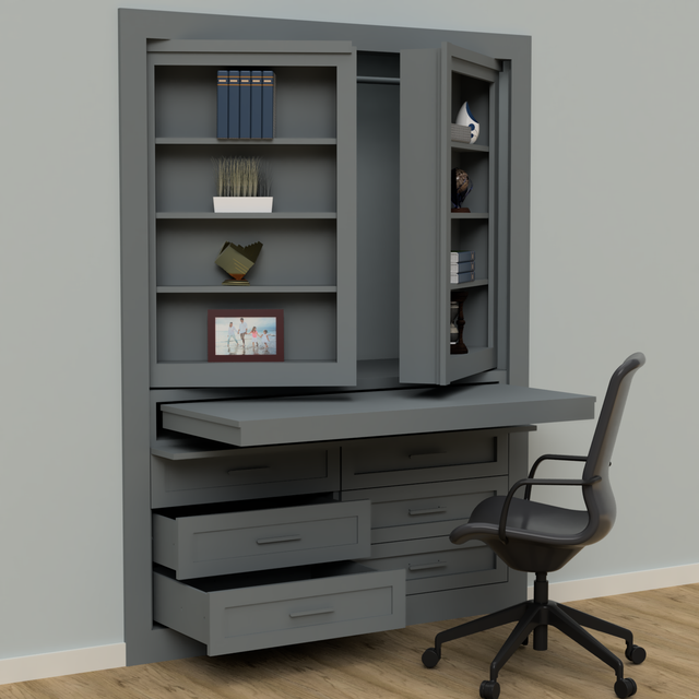 Hidden Closet Double Door with Desk