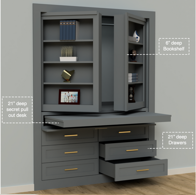 Hidden Closet Double Door with Desk