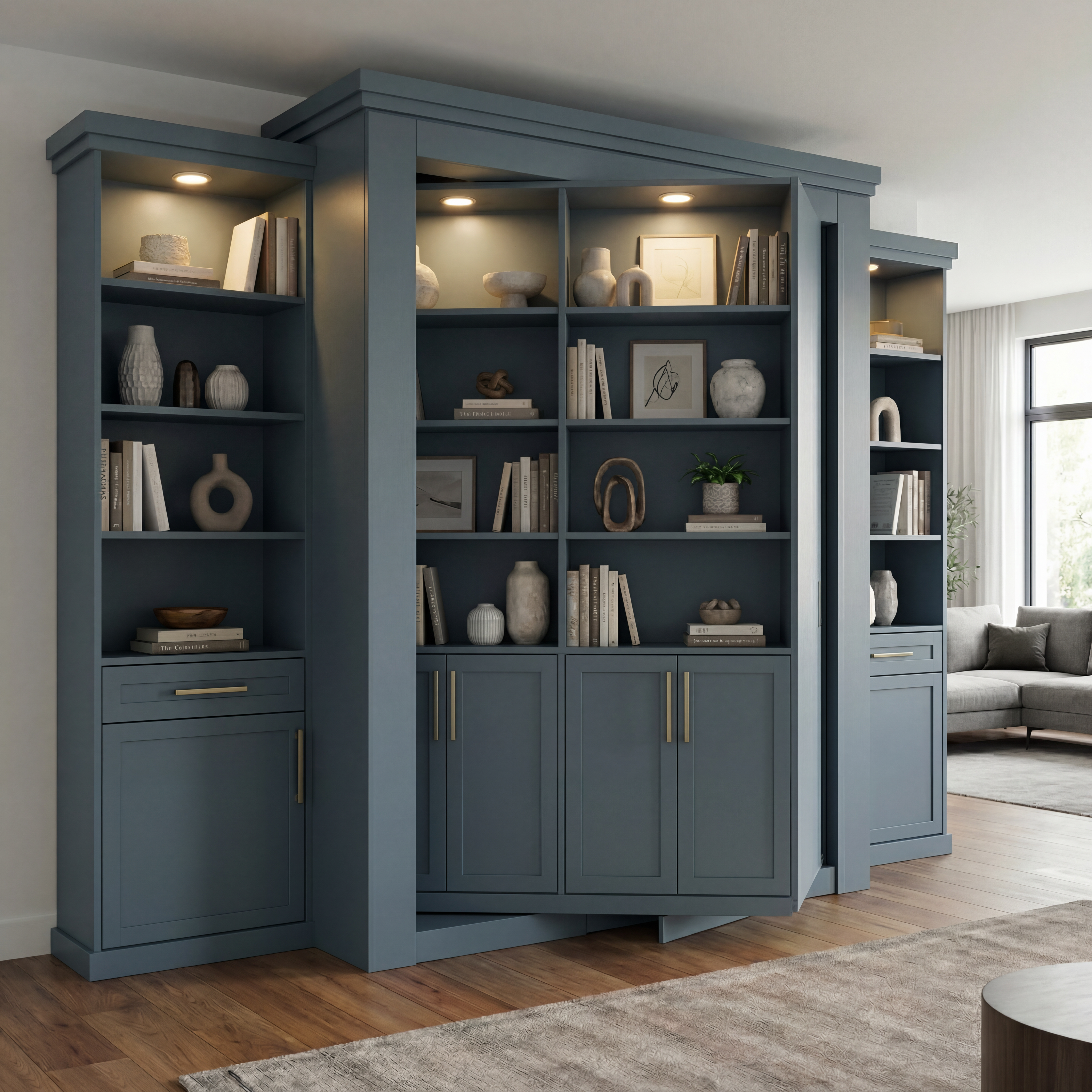 Rotating Murphy Bed Cabinet Library (Style 7))