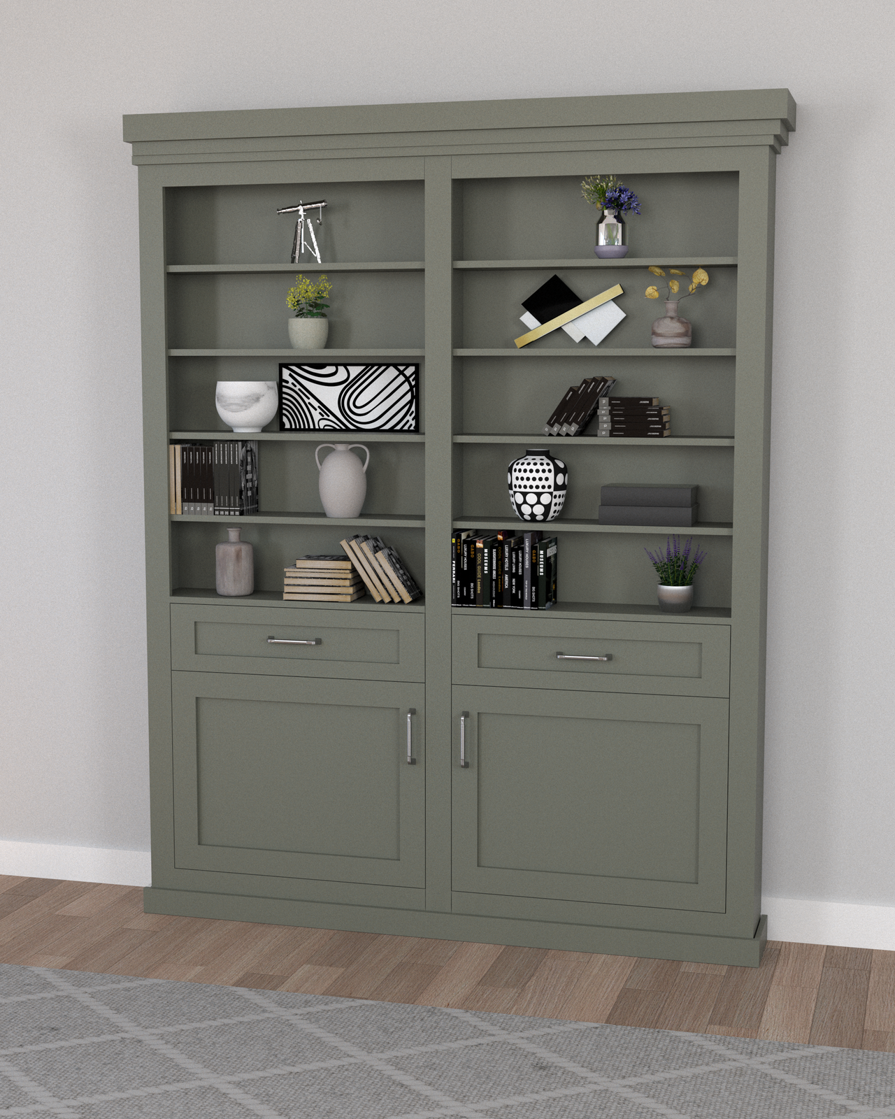 Double Sliding Bookcase Door – Contemporary Shelving (Style 3)