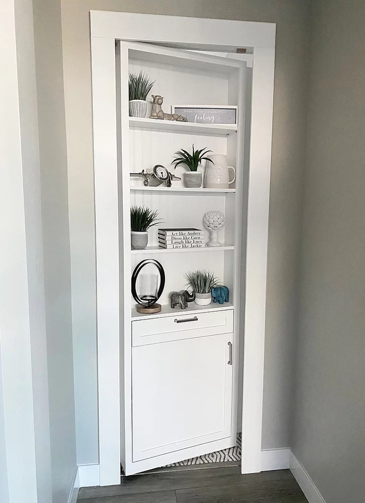 Single Hidden Bookcase Door – Contemporary Shelf Cabinet (Style 5)