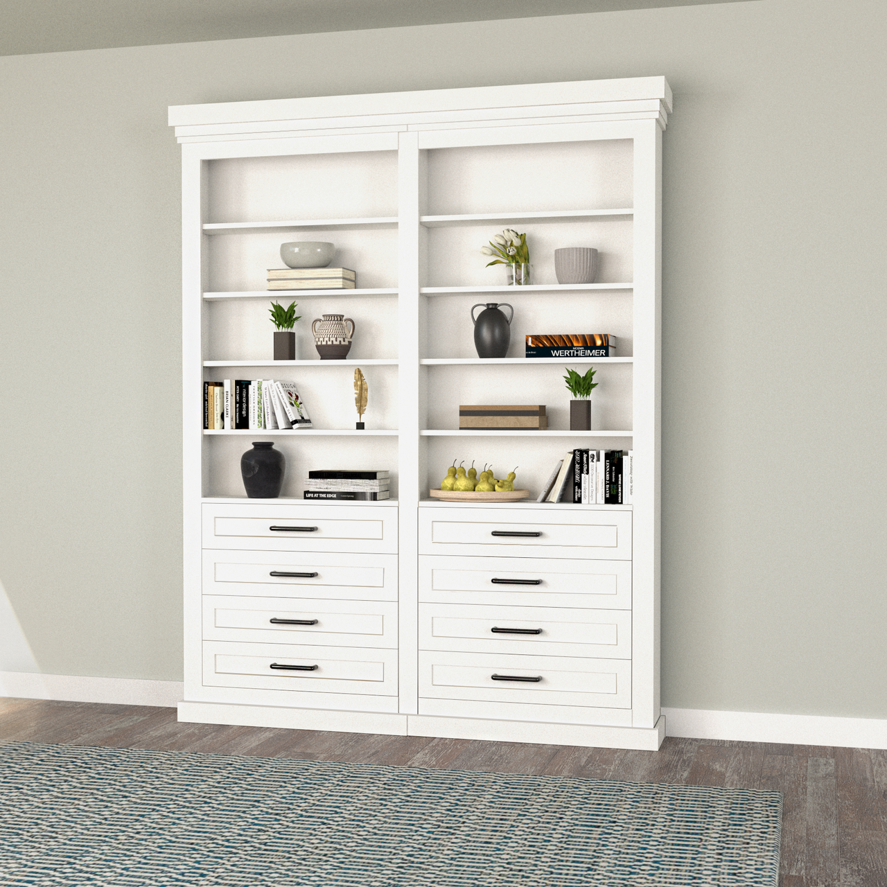 Double Sliding Bookcase Door – Drawer Base Design (Style 4)
