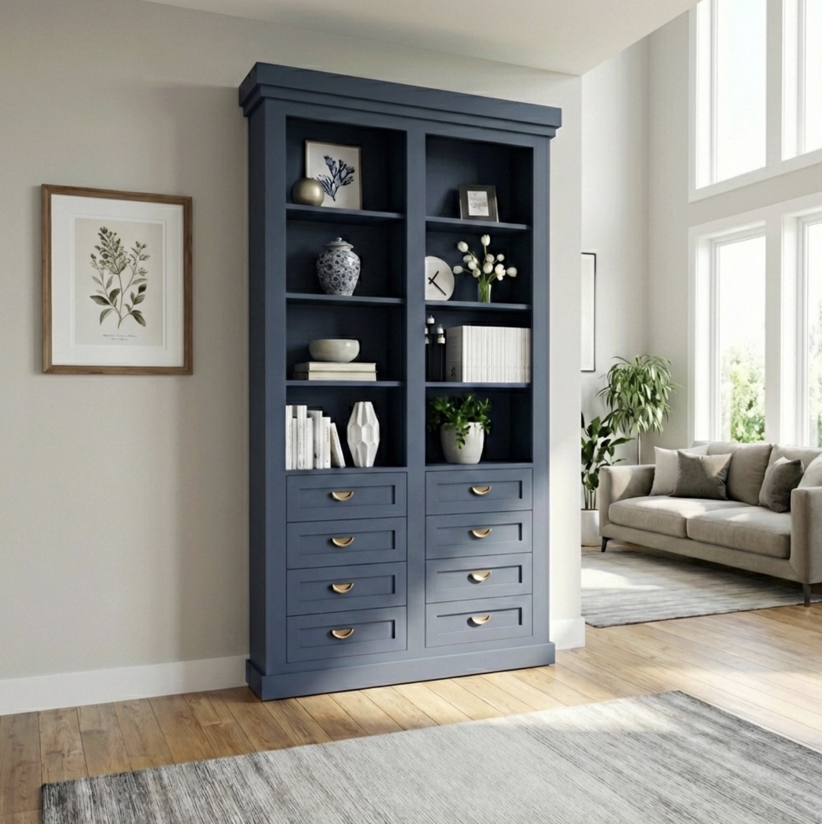 Single Sliding Bookcase Door – Drawer Base Design (Style 4)