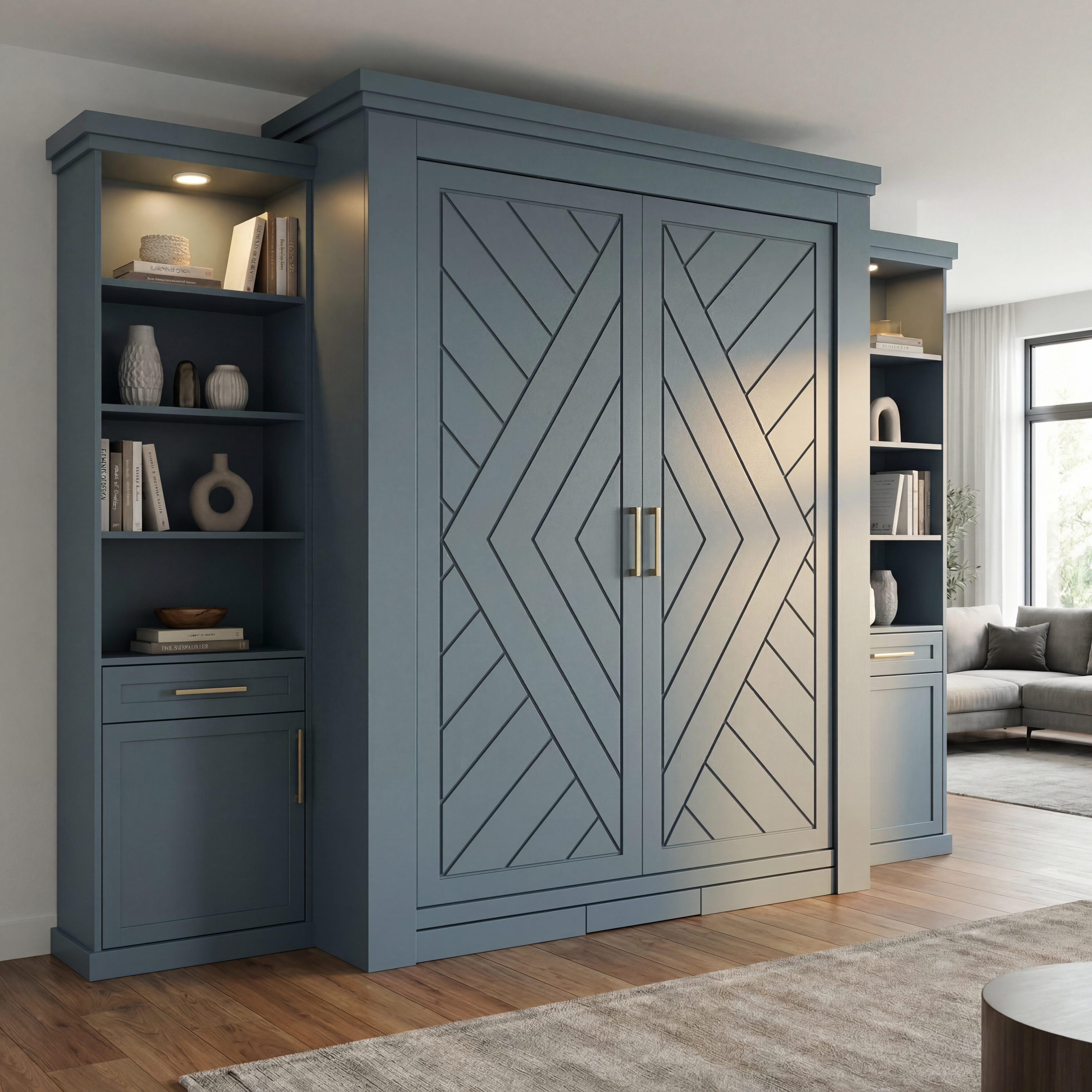 Rotating Murphy Bed Cabinet Library (Style 7))