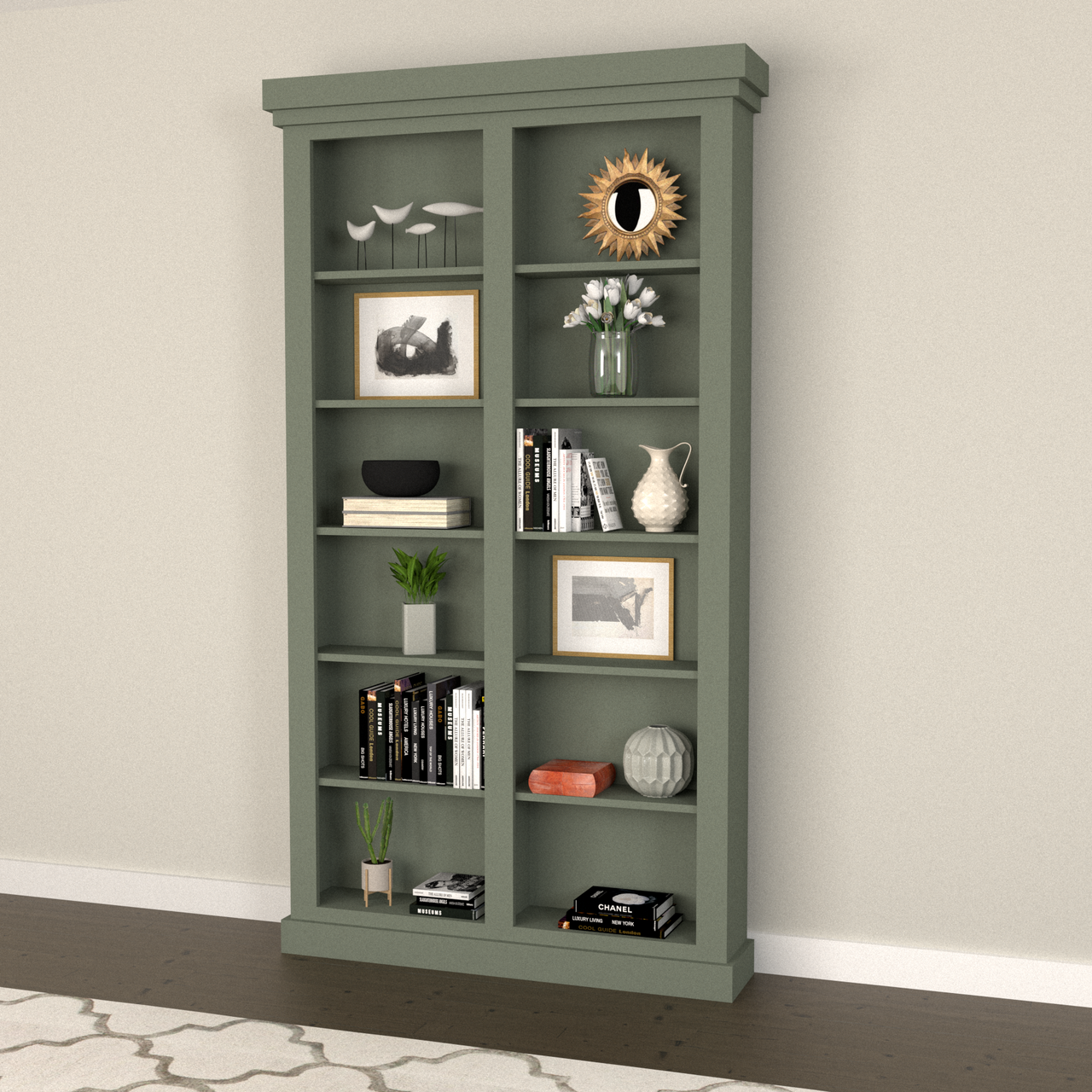 Single Sliding Bookcase Door – Classic Shelves (Style 1)