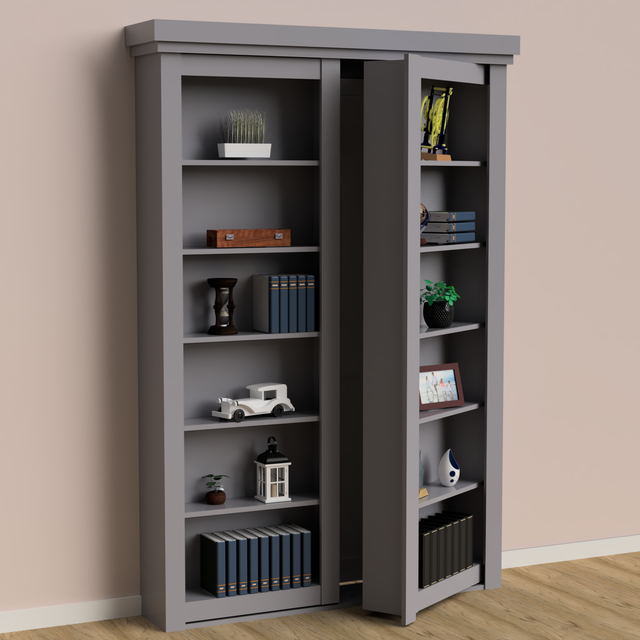 Wall Mount Hidden Bookcase Door – Open Shelves (Style 1)