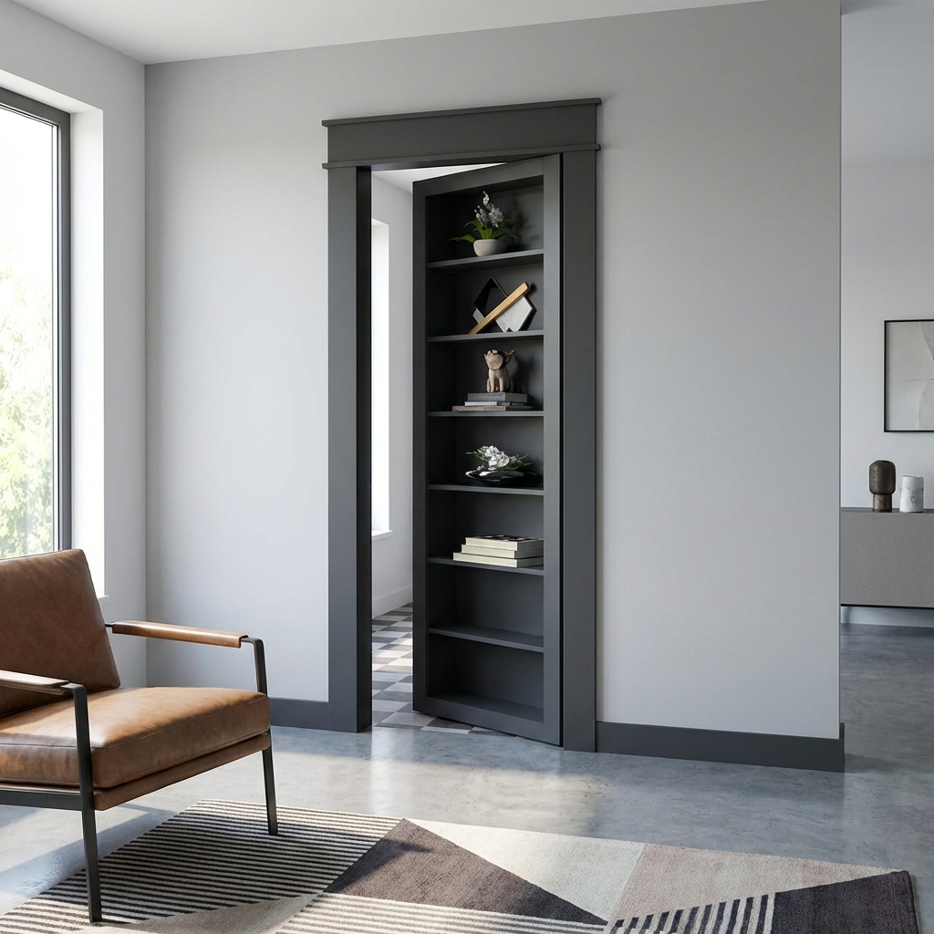 Single Hidden Bookcase Door – Open Shelf Classic (Style 1)