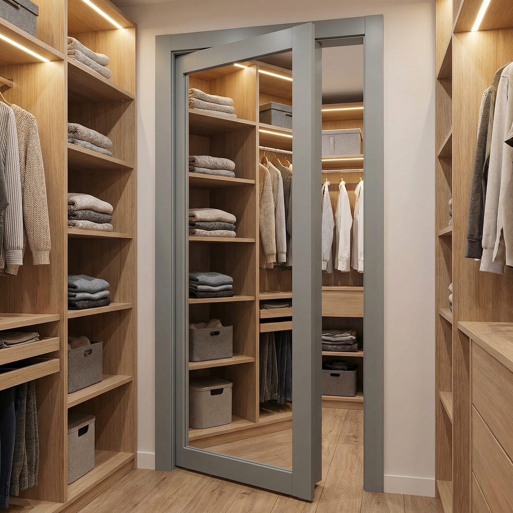 Hidden Mirror Door with Shoe Storage