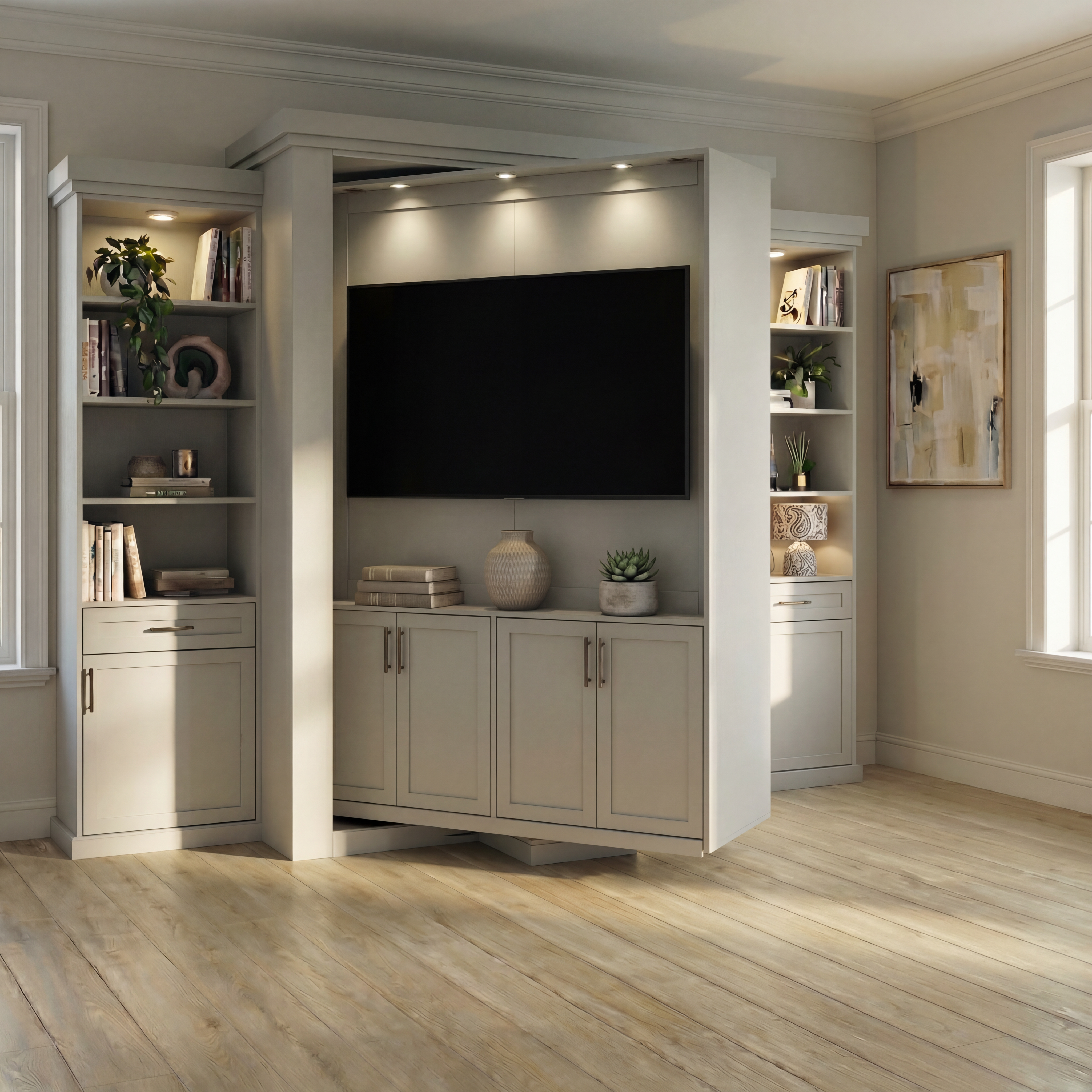 Rotating Murphy Bed Cabinet with TV Center (Style 5)