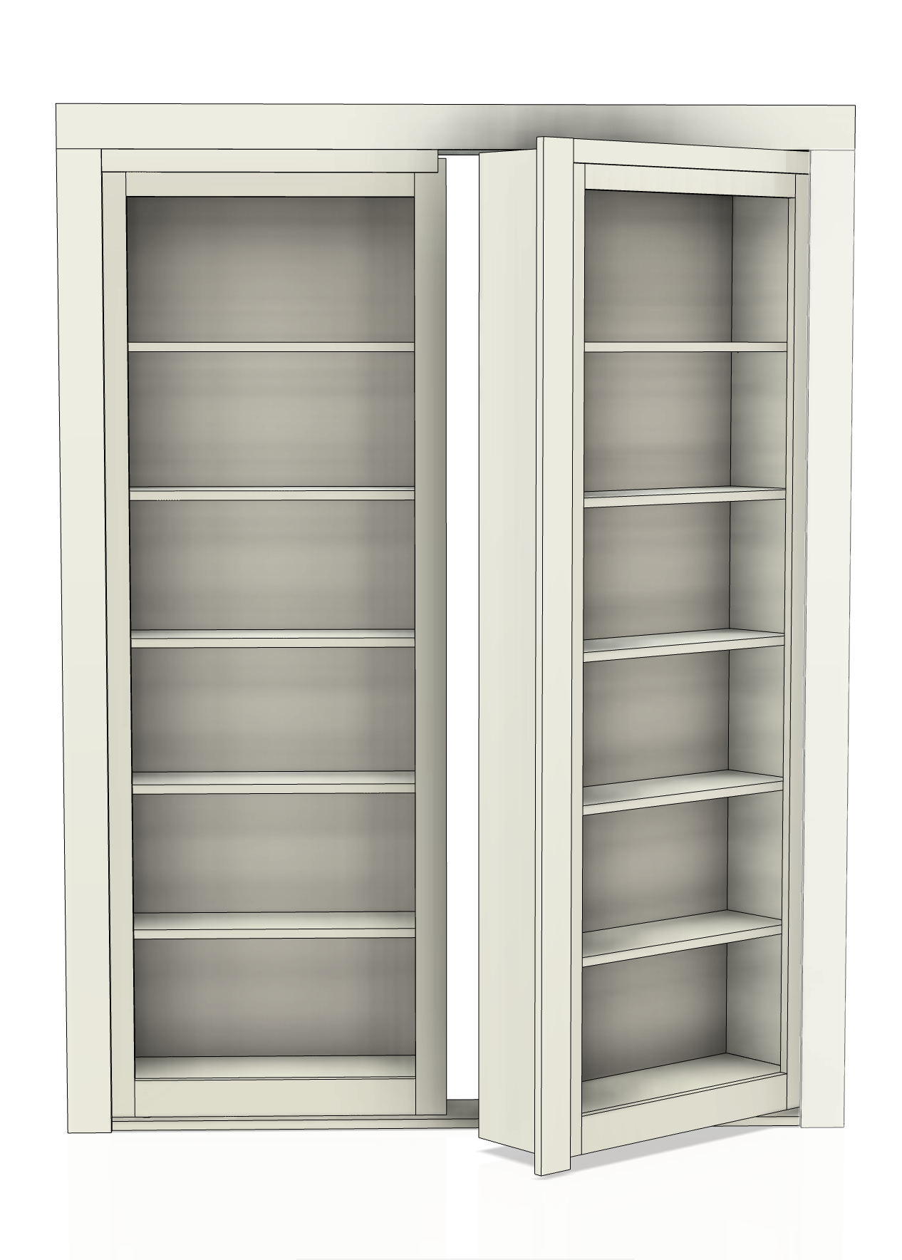 Double Hidden Bookcase Door DIY Kit – Open Shelves (Style 1)