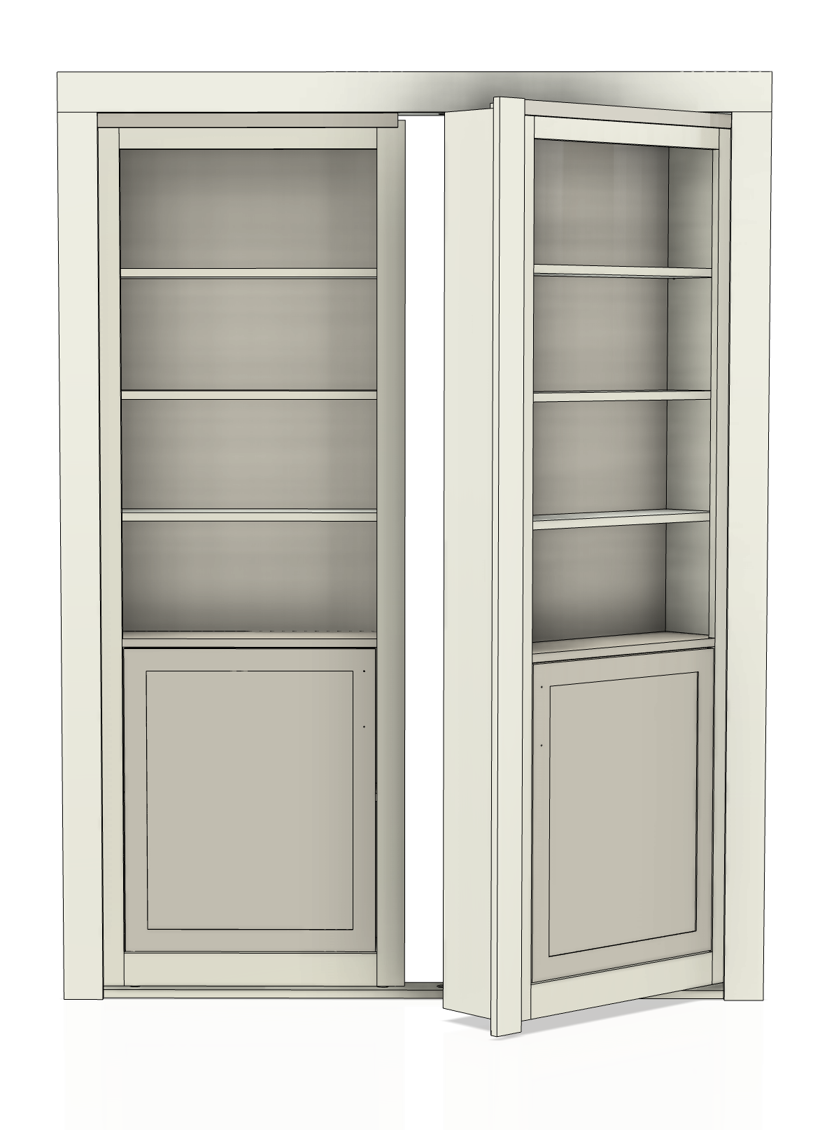 Double Hidden Bookcase Door DIY Kit – Lower Cabinet (Style 2)