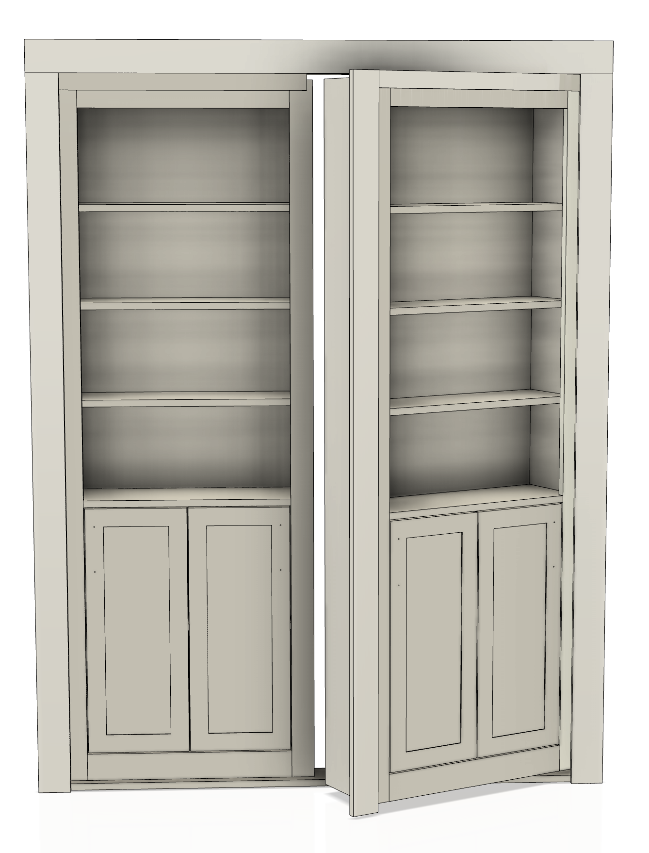 Double Hidden Bookcase Door DIY Kit – Cabinet Base (Style 3)