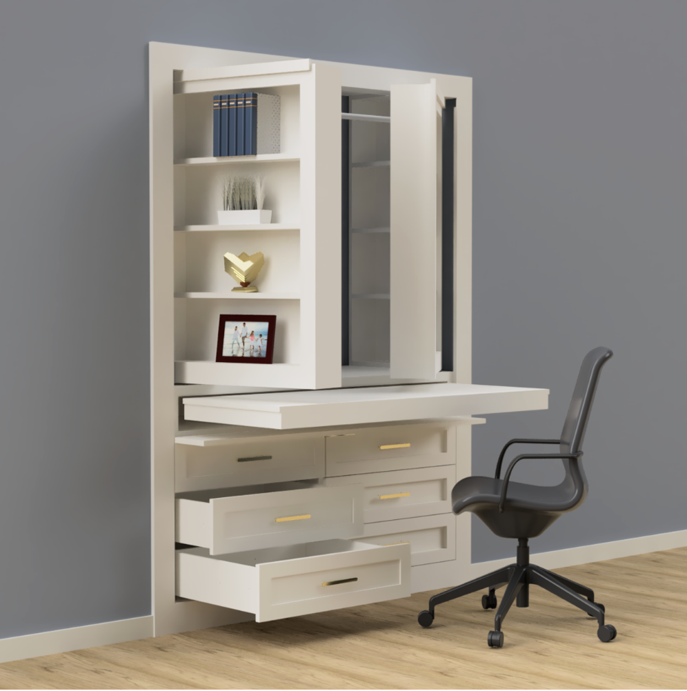 Hidden Closet Double Door with Desk System
