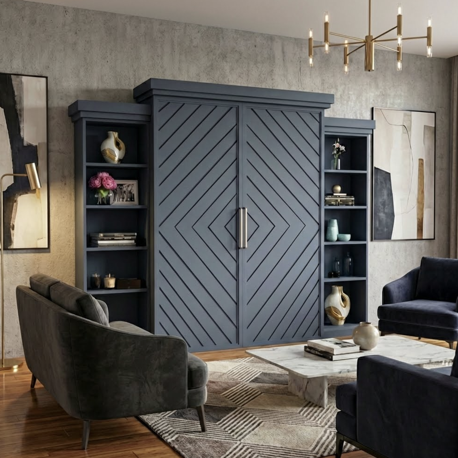 Murphy Bed Cabinet – Chevron Front (Style 1)