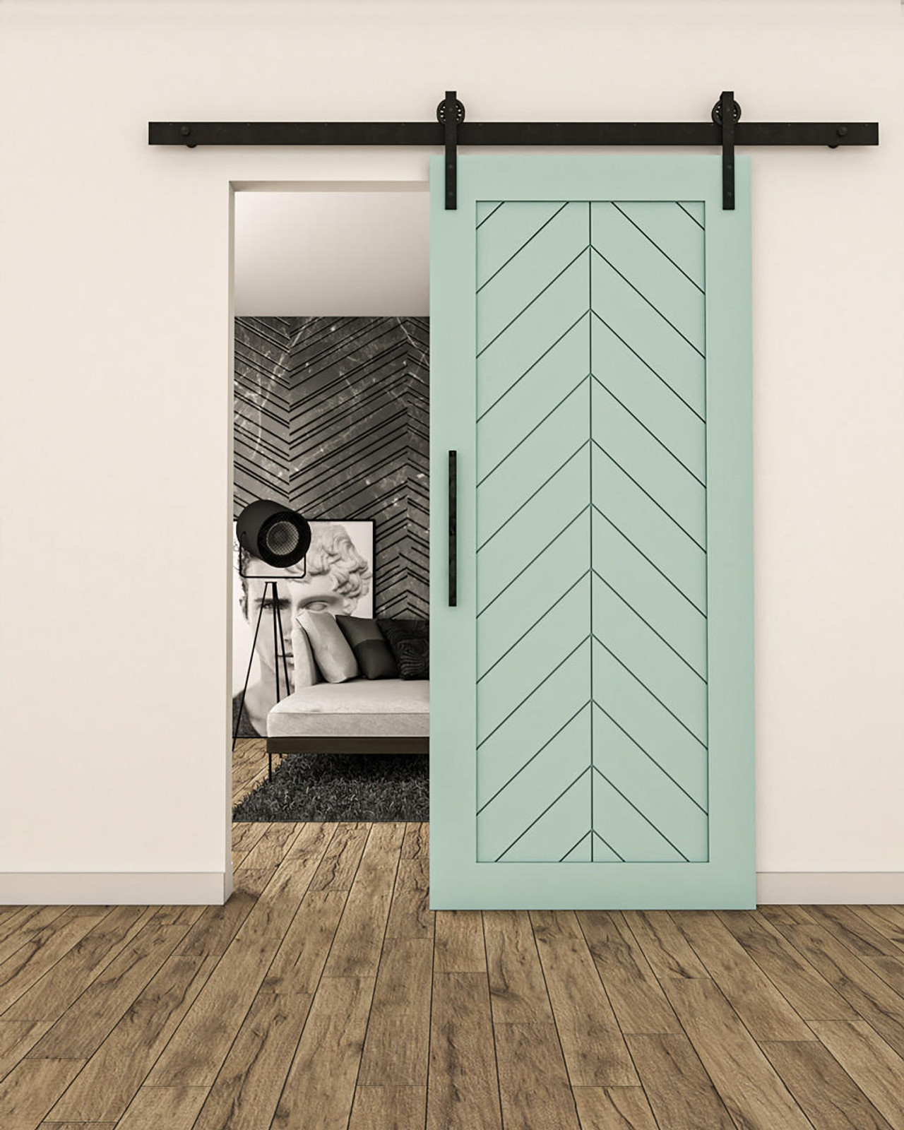 Single Barn Door – Herringbone Panel (Style 4)