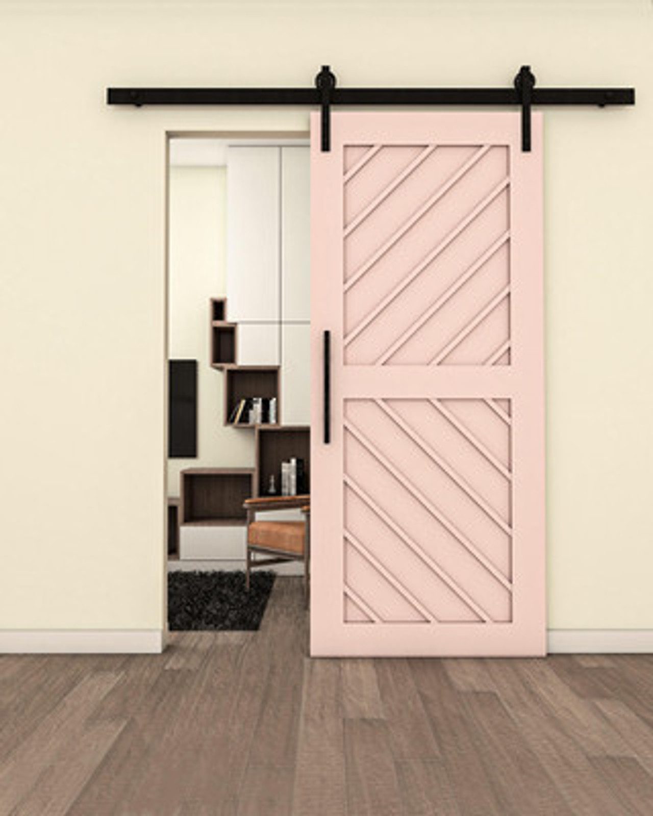 Single Barn Door – Angled Slat Design (Style 7)