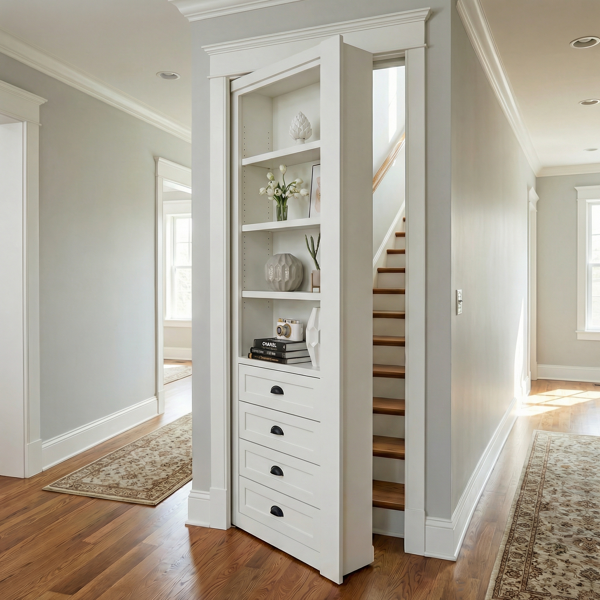 Single Hidden Bookcase Door – Drawer Base Design (Style 4)