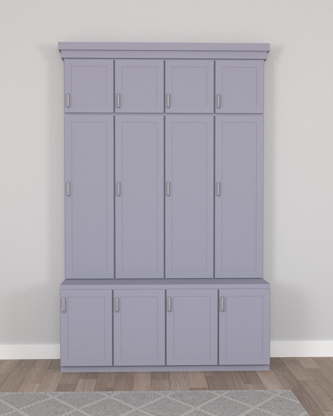 Custom Mudroom Cabinet System – Straight Wall Layout